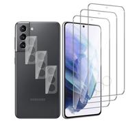 QZJinch 3+3 Piezas,Protector Pantalla para SamsungGalaxy S21 Plus,Cristal templado Antiarañazos，Bordes curvos 2.5D，Dureza 9H,Ultra Transparente,Anticaída,Antihuellas,Sin Burbujas
