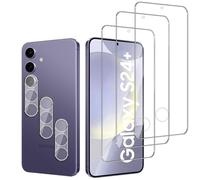 QZJinch 3+3 Piezas,Protector Pantalla para SamsungGalaxy S24 Plus,Cristal templado Antiarañazos，Bordes curvos 2.5D，Dureza 9H,Ultra Transparente,Anticaída,Antihuellas,Sin Burbujas