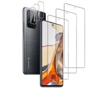 QZJinch 3+3 Piezas,Protector Pantalla para Xiaomi 11T 5G,Bordes curvos 2.5D,Ultra Transparente,Antiarañazos, Antihuellas,Sin Burbujas, Dureza 9H