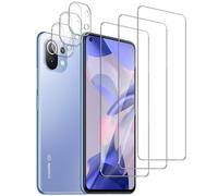QZJinch 3+3 Piezas,Protector Pantalla para Xiaomi Mi 11 Lite 5G NE,Bordes curvos 2.5D,Ultra Transparente,Antiarañazos, Antihuellas,Sin Burbujas, Dureza 9H