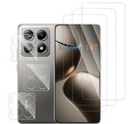 QZJinch 3+3 Piezas,Protector Pantalla para Xiaomi Mi 14T,Cristal templado Antiarañazos，Bordes curvos 2.5D，Dureza 9H,Ultra Transparente,Anticaída,Antihuellas,Sin Burbujas