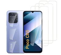 QZJinch 3+3 Piezas,Protector Pantalla para Xiaomi Poco C85,Cristal templado Antiarañazos，Bordes curvos 2.5D，Dureza 9H,Ultra Transparente,Anticaída,Antihuellas,Sin Burbujas