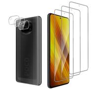 QZJinch 3+3 Piezas,Protector Pantalla para Xiaomi Poco X3 Pro,Bordes curvos 2.5D,Ultra Transparente,Antiarañazos, Antihuellas,Sin Burbujas, Dureza 9H