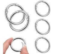 QZKJQDD 6 llaveros, mosquetón redondo, 24 mm, mosquetón, mosquetón de anillo, llavero, accesorios para llaves artesanales (plata)