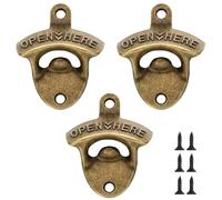 QZKJQDD Abrebotellas de pared, aleación de zinc, abridor de cerveza de bronce, abridor de botellas de cerveza, adecuado para bares, cocinas, apartamentos, terrazas, restaurantes, etc. (2 unidades)