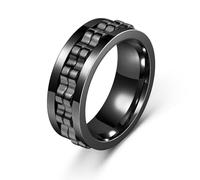 QZKJQDD Anillos giratorios negros para hombre, Cobre, Zirconia cúbica
