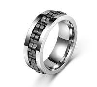 QZKJQDD Anillos giratorios negros para hombre, Cobre, Zirconia cúbica