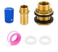 QZKJQDD Boquilla de manguera para depósito de lluvia, paso de depósito, latón, kit de conexión de 1/2 pulgadas AG x 3/8 pulgadas IG con conexión de manguera de 16 mm, juntas y cinta de PTFE de 3 m