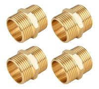 QZKJQDD Conector de boquilla hexagonal de latón, 4 piezas macho de 3/8 pulgadas a macho de 3/8 pulgadas, conector de manguera, accesorios de tubería hexagonal, conector de rosca para conversión de