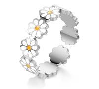 QZKJQDD Daisy Anxiety Ring, Anti Stress, Shade Anxiety Ring, Edelstahl Angst, Stressring Ring, für Panikattacken Daumenring,Finger Stimmungsring, Frauen Silber