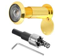 QZKJQDD Mirilla para puerta, lente de cristal óptico gran angular de 220°, taladrar con puerta espía de 16 mm de diámetro, mirilla para puerta, la mirilla es ajustable y adecuada para puertas con un