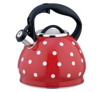 QZLNONTK Tetera silbante de Lunares: Tetera de Acero Inoxidable 304 for Estufa con Mango frío al Tacto for Estufas de Gas y de inducción(Red)