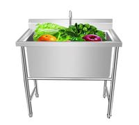QZQJUILU Fregadero de Acero Inoxidable para Uso General, fregaderos de Cocina, Fregadero Comercial/Industrial, para Interiores, Exteriores, garajes y sótanos.(Deep:40cm 80X60cm/31.4X23.6in)