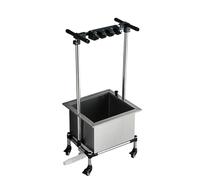 QZQJUILU Fregadero/Lavabo para fregona de Montaje en el Suelo, Carrito de Limpieza, Organizador de Herramientas de Limpieza, Soporte para fregona y Escoba(3 Slots and 4 Hooks)