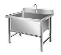QZQJUILU Fregaderos de Acero Inoxidable de una Sola cubeta Independientes, Grandes tinas de Lavado, Fregadero Comercial/Industrial, Tina de lavandería para INT(11.8 Deep 100X70X80cm/39.3X27.5X31.4in)