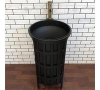 QZQJUILU Mueble de Lavabo para Hotel, Estilo Art Deco, con Base extraíble de Hierro.(Black Without Mirror)