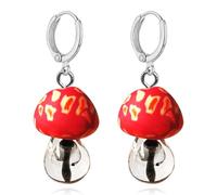 QzxEqz Coloridos aretes colgantes de hongos 3D bohemios para mujer, colgantes de hongos de arcilla polimérica, divertidos y extraños vestidos de fiesta, 自配送, Metal, Sin piedra preciosa