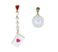 QzxEqz Pendientes de reina de corazón, diseño de póquer de corazón rojo, aretes de gota divertidos y coloridos de resina para mujer, Metal