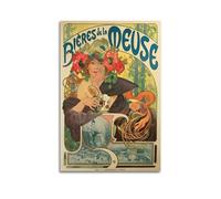 QZXV Bieres De La Meuse by Alphonse Mucha - Póster en lienzo para decoración de pared, sala de estar, dormitorio familiar, 30 x 45 cm, estilo sin marco