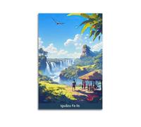 QZXV Póster de paisaje vintage de viaje de las cataratas del Iguazú, lienzo para decoración de pared, sala de estar, dormitorio familiar, 60 x 90 cm, estilo sin marco