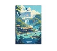 QZXV Póster de paisaje vintage de viaje de las cataratas del Iguazú, lienzo para decoración de pared, sala de estar, dormitorio familiar, 20 x 30 cm, estilo sin marco