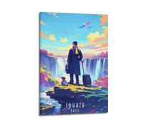 QZXV Póster de paisaje vintage de viaje de las cataratas del Iguazú, lienzo para decoración de pared, sala de estar, dormitorio familiar, 60 x 90 cm, estilo marco
