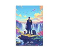 QZXV Póster de paisaje vintage de viaje de las cataratas del Iguazú, lienzo para decoración de pared, sala de estar, dormitorio familiar, 50 x 75 cm, estilo sin marco