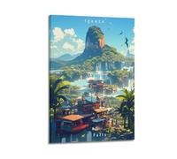 QZXV Póster de paisaje vintage de viaje de las cataratas del Iguazú, lienzo para decoración de pared, sala de estar, dormitorio familiar, 20 x 30 cm, estilo marco