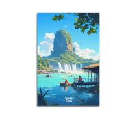 QZXV Póster de paisaje vintage de viaje de las cataratas del Iguazú, lienzo para decoración de pared, sala de estar, dormitorio familiar, 60 x 90 cm, estilo sin marco
