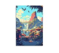 QZXV Póster de paisaje vintage de viaje de las cataratas del Iguazú, lienzo para decoración de pared, sala de estar, dormitorio familiar, 40 x 60 cm, estilo sin marco