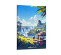 QZXV Póster de paisaje vintage de viaje de las cataratas del Iguazú, lienzo para decoración de pared, sala de estar, dormitorio familiar, 50 x 75 cm, estilo marco