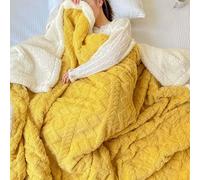 QZYGWCS Blanket, Fleece Blanket Throw for Sofa and Bed, Fuzzy Soft Warm Cozy Fluffy Wool for Chair, Couch, Travel(Yellow,180 * 200cm)
