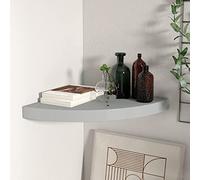 QZZCED 323922 Floating Corner Shelf Grey Estante Flotante de Esquina para Libros y Decoración, Estante Exposición Muro Invisible 35x35x3,8 cm MDF