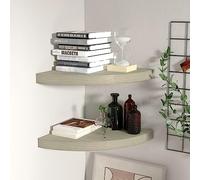 QZZCED 323926 Floating Corner Shelves 2 pcs Oak Estante Flotante de Esquina para Libros y Decoración, Estante Exposición Muro Invisible 35x35x3,8 cm MDF