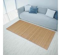 QZZCED Alfombra de Bambú Natural Antideslizante con Base de PVC para Salón, Decoración Moderna en Tonos Neutros, Fácil de Limpiar y con Bordes de Polipropileno Acabados