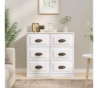 QZZCED Aparador Madera contrachapada Blanco Brillante Aparador Clásico con Amplio Almacenamiento y Estantería para Organizar tu Hogar 70x35,5x67,5 cm