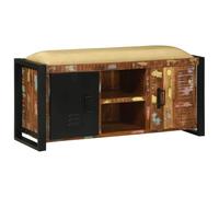 QZZCED Armario banco multicolor 100 x 35 x 50 cm madera maciza recuperada | Banco de estilo loft industrial con espacio de almacenamiento, marco resistente, versátil para sala de estar