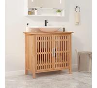 QZZCED Armario de Baño de Madera de Nogal Macizo con Amplio Almacenamiento, Mueble para Lavabo con Estilo Rústico y Diseño Práctico para Baño o Aseo