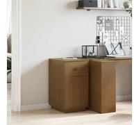 QZZCED Armario de Escritorio de Madera de Pino Maciza con Cajón y 2 Compartimentos, Mueble de Almacenamiento Práctico y Decorativo para Organización del Hogar