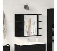 QZZCED Armario de Espejo con Estante Roble Negro 80 x 20.5 x 64 cm, Almacenamiento Espacioso y Resistente al Agua para Baño Moderno, Fácil de Ensamblar con Estructura Robusta