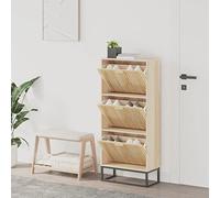 QZZCED Armario Zapatero de Madera Contrachapada con Estructura de Hierro Estable, Amplio Espacio de Almacenamiento para Organizar Zapatos y Decoración, Incluye Manual de Montaje