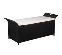 QZZCED Banco de jardín con acolchado de 138 cm, polirratán, negro, para terraza, jardín, piscina