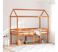 QZZCED Cama Alta de Madera de Pino Macizo con Escalera Incorporada y Barandillas de Seguridad, Ideal para Espacios Pequeños y Almacenamiento