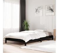 QZZCED Cama apilable de Madera Pino Maciza Negro 90x200 cm, Estructura Robusta con somier de Listones para Soporte Duradero, diseño Minimalista y Funcional para Ahorrar Espacio,