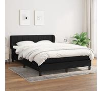 QZZCED Cama Box Spring con Colchón de Muelles Ensacados Tela Negro 140x190 cm, Cabecero Ajustable en Altura, Soporte de Dureza Media, Protector de Colchón Suave, Base Cama Estable