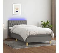 QZZCED Cama Box Spring con Colchón de Muelles Ensacados y Luces LED Ajustables, Cabecero Práctico y Protector de Piel Suave, Incluye Manual de Montaje