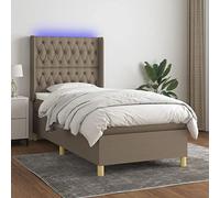 QZZCED Cama Box Spring con Colchón de Muelles Ensacados y Luces LED Ajustables, Cabecero Práctico y Protector de Piel Suave, Incluye Manual de Montaje, Tela Transpirable y Duradera