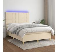 QZZCED Cama Box Spring con Colchón de Muelles Ensacados y Luces LED Ajustables, Cabecero Práctico y Protector de Piel Suave, Incluye Manual de Montaje, Tela Transpirable y Duradera