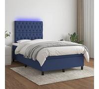 QZZCED Cama Box Spring con Colchón de Muelles Ensacados y Luces LED Ajustables, Cabecero Práctico y Protector de Piel Suave, Incluye Manual de Montaje, Tela Transpirable y Duradera