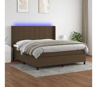 QZZCED Cama Box Spring con Colchón de Muelles Ensacados y Luces LED RGB, Cabecero Ajustable en Altura, Protector de Piel Suave, Incluye Manual de Montaje, Tela Transpirable